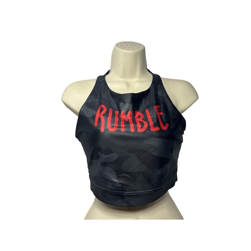 Wear It To Heart Sports Bra Womens Medium Black Camo Rumble Racerback Yoga Gym